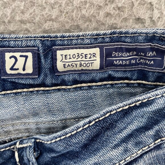 Miss Me Jeans Womens 27 Blue Easy Boot Medium Wash Embroidered Distressed Denim - Picture 6 of 13